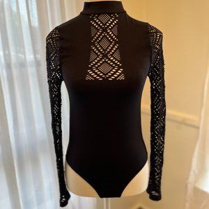 Intimately Free People Long Sleeve Black Bodysuit  Size XS/Small NWT